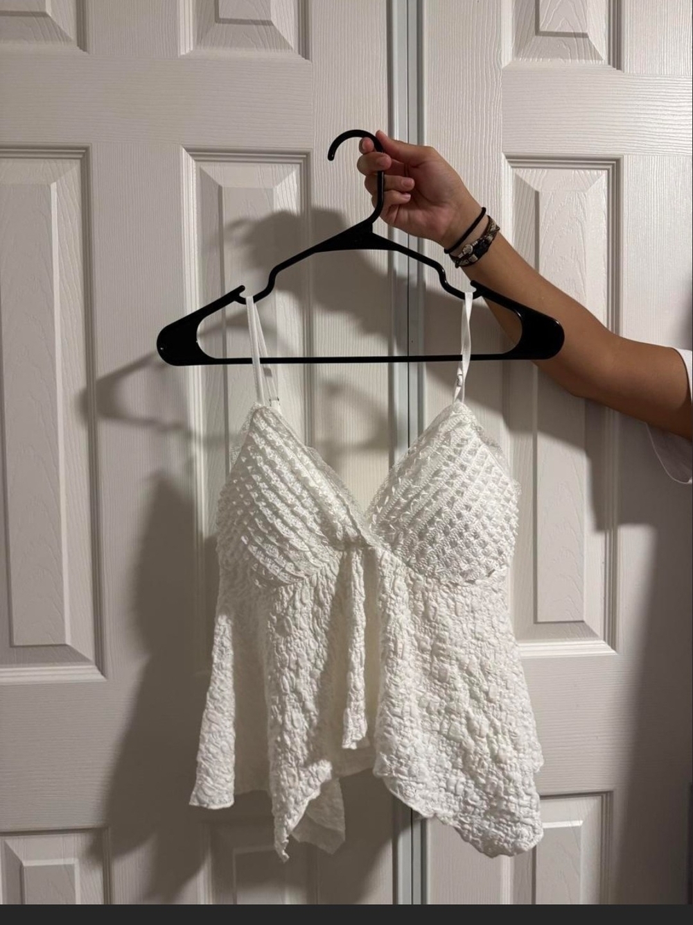 Rebellion White Textured Lace-Effect Camisole
